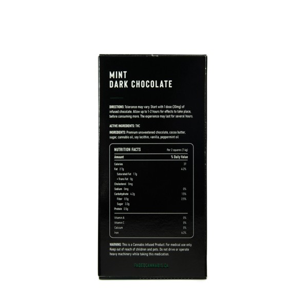 Faded Cannabis Co. Mint Dark Chocolate Bar