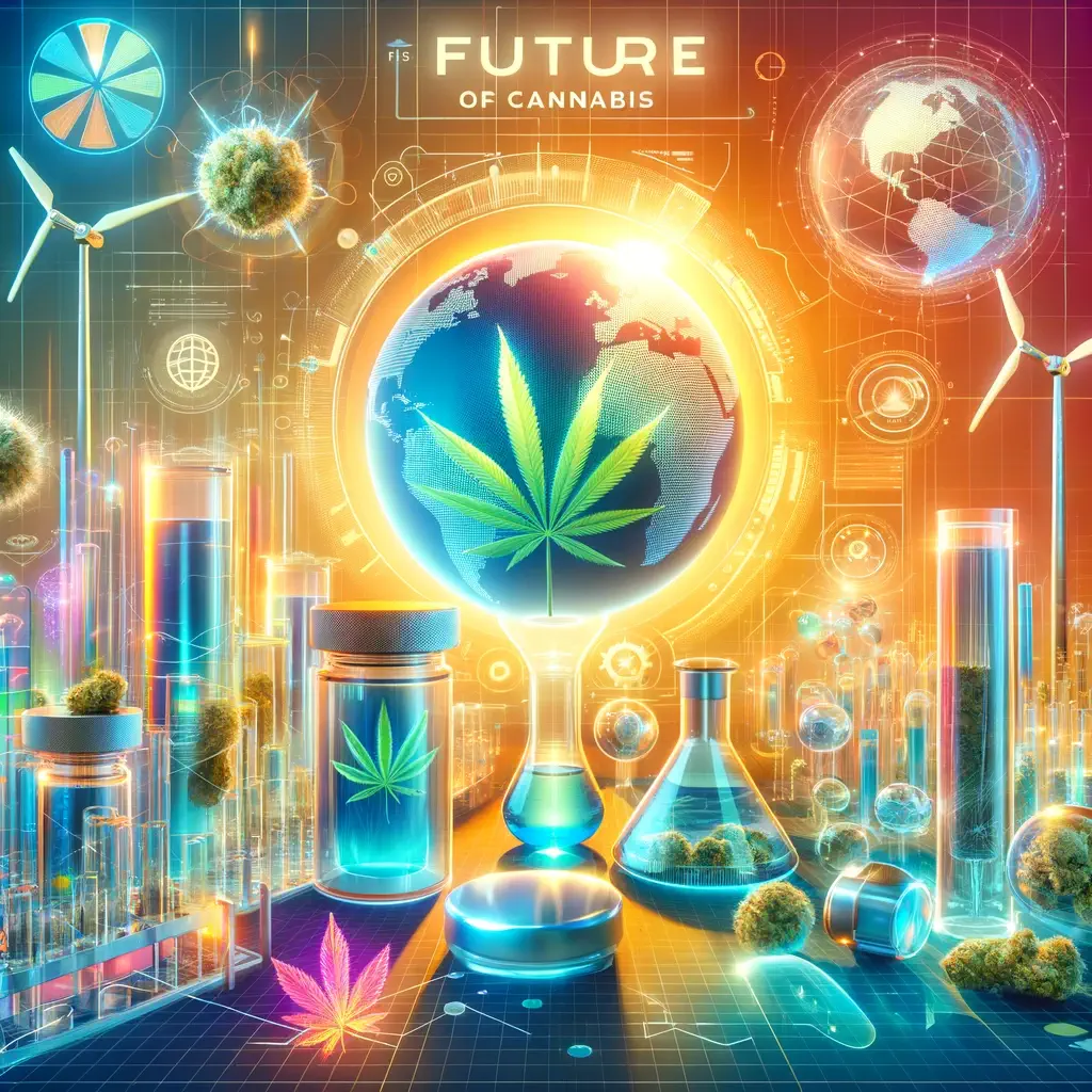 Dall·e 2024 03 12 11.01.54   A Futuristic And Innovative Cover Photo For A Blog Article About The Future Of Cannabis, Including Trends And Innovations In The Industry. The Image S (1)