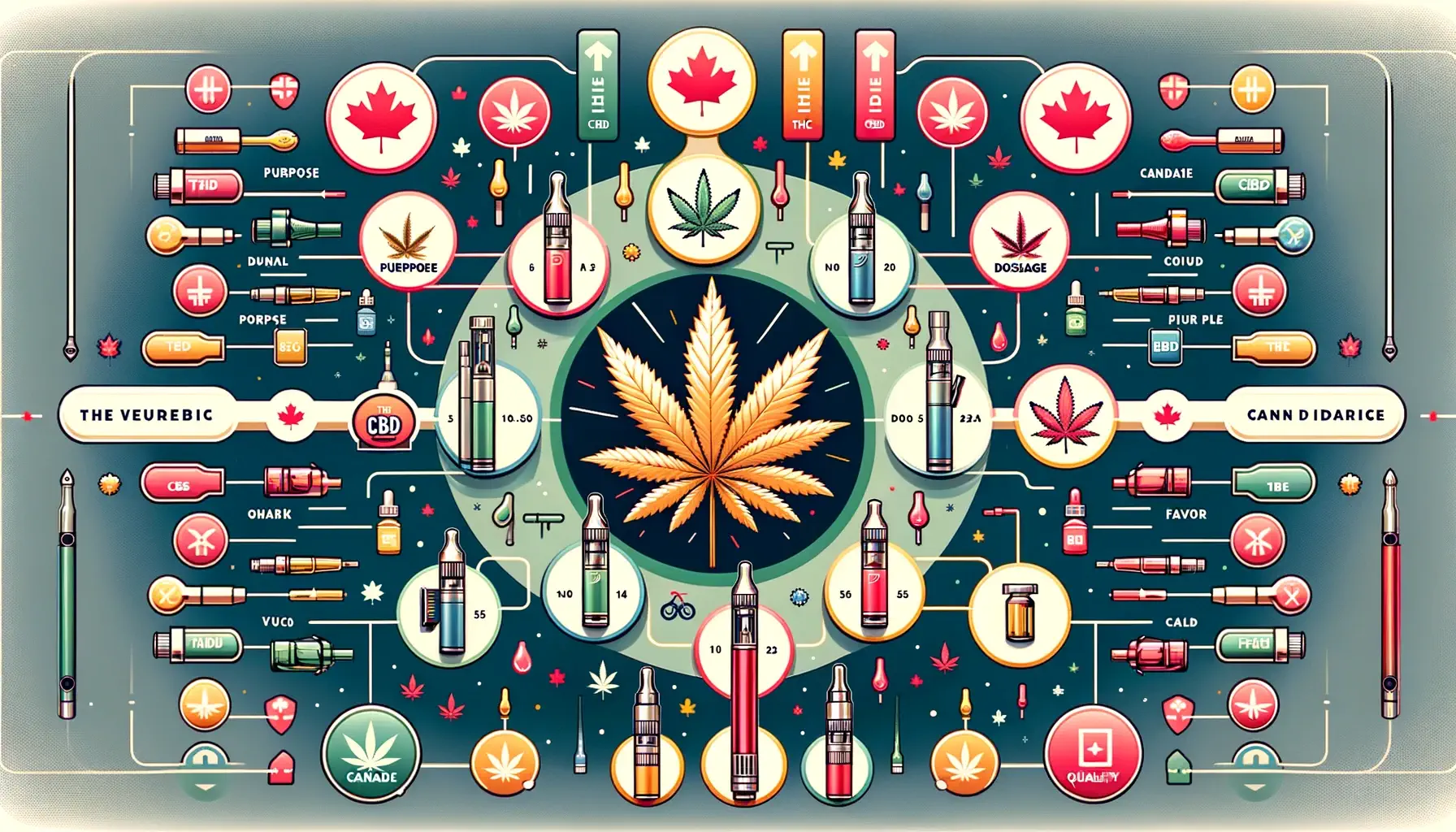 Dall·e 2024 05 23 11.29.34   An Informative And Visually Engaging Guide On How To Choose The Right Thc Cbd Vape For Canadians. The Image Includes A Central Section With Various Va (1)