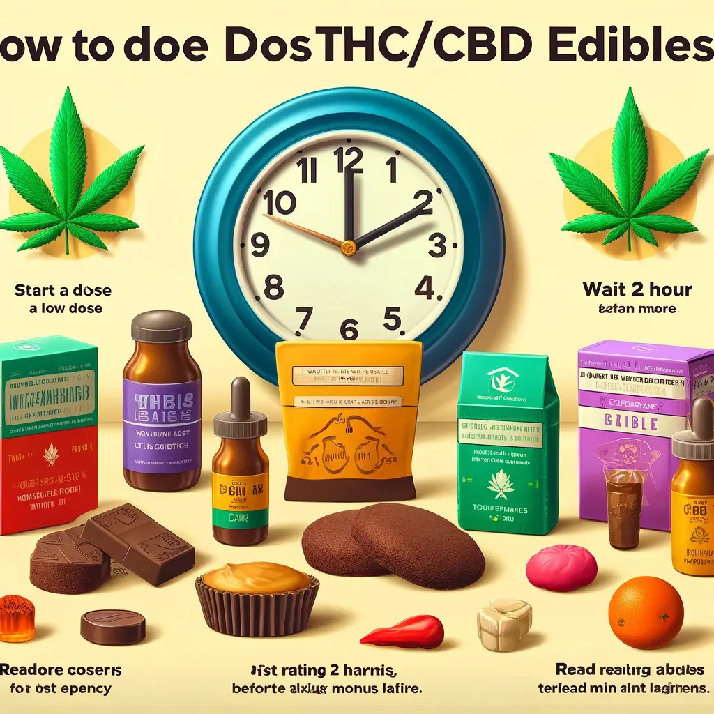 Dall·e 2024 06 11 14.51.26   An Informative And Visually Appealing Guide On How To Dose Thc Cbd Edibles For Optimal Results. The Image Should Feature A Variety Of Edibles (gummies (1)