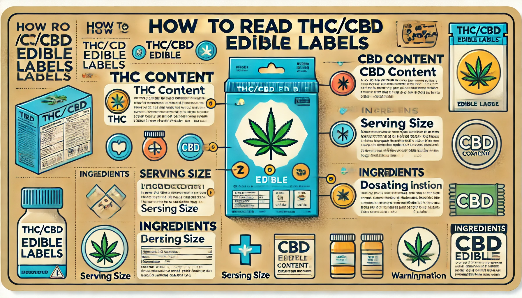 Dall·e 2024 06 24 13.27.17   An Informative And Visually Appealing Guide Illustrating How To Read Thc Cbd Edible Labels. The Guide Includes A Clear And Colorful Infographic Style