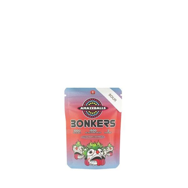 Buy Amazeballs Sour Blue Raspberry & Watermelon Bonkers Gummies Online Green Society