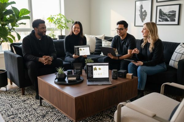 cannabis shopping online, buying cannabis, educational scene