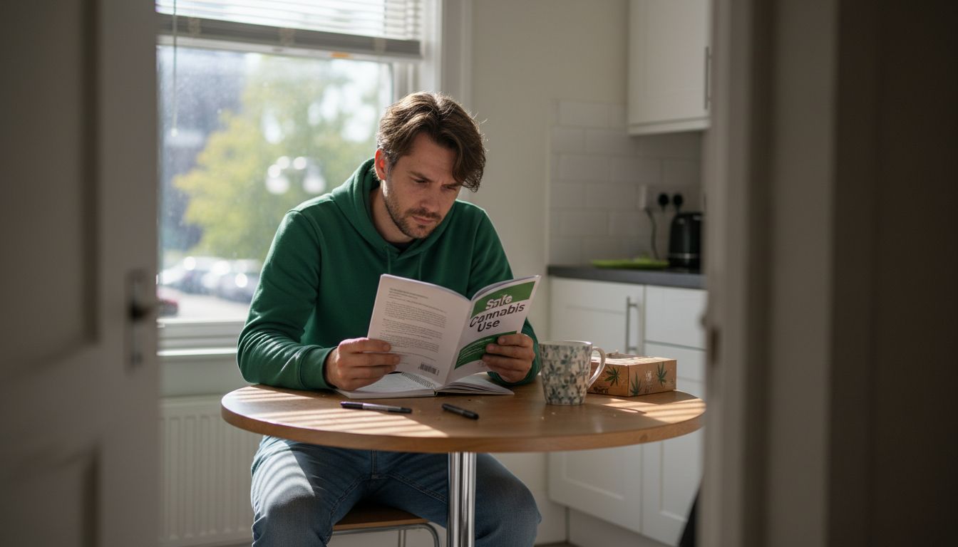 Man reading safe cannabis use guide
