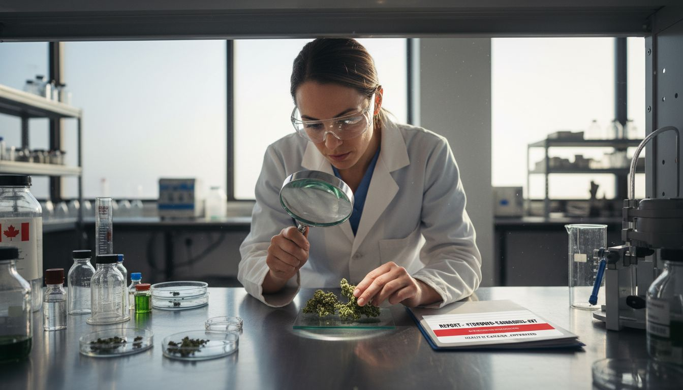 Lab technician testing cannabis sample