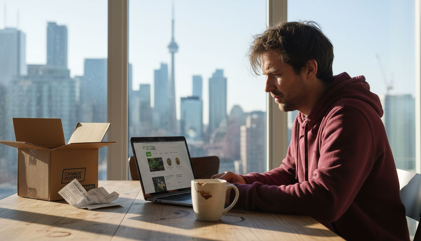 Man shopping online for cannabis in Toronto
