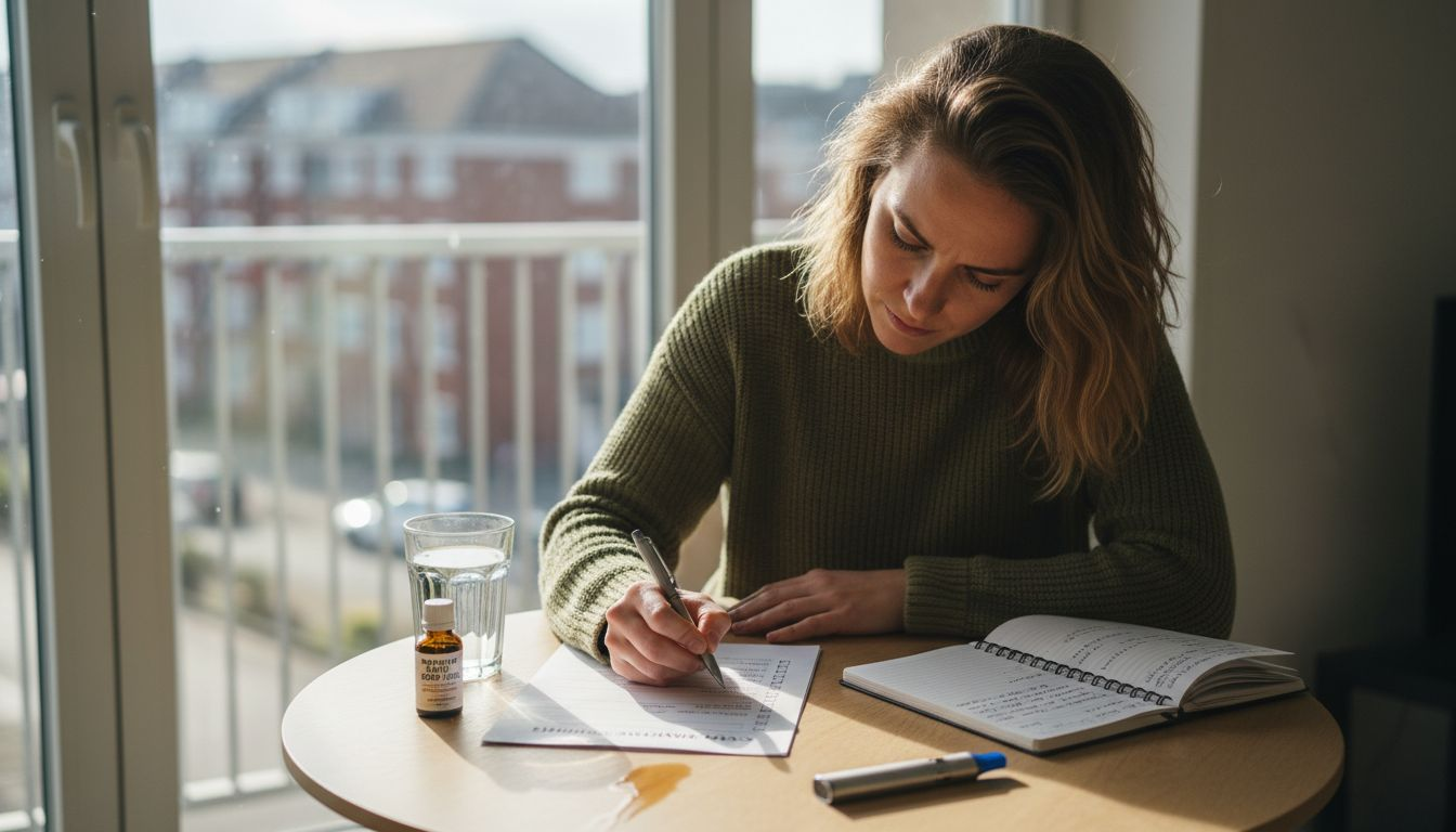 Woman completing cannabis dosage safety checklist